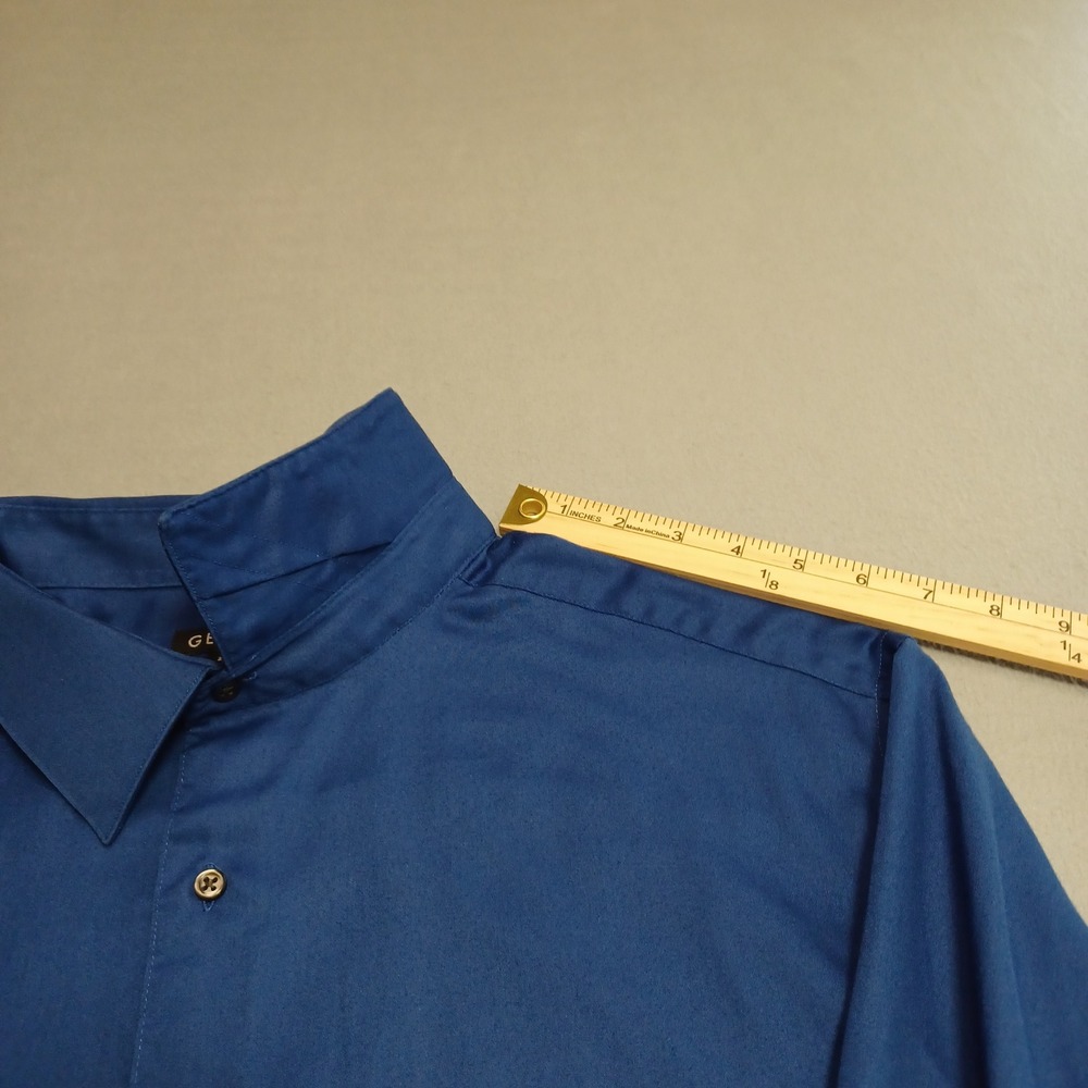George Dress Shirt Mens 2XL Blue Long Sleeve Button Down Classic Fit Pocket - Picture 5 of 12